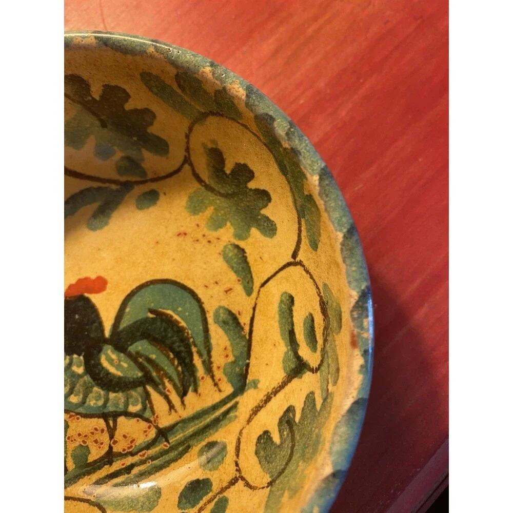 Williams-Sonoma Ceramic Bowl Hand Painted Italian Rooster Pattern Glossy 4.5”